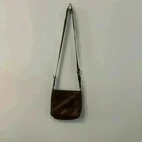 FOSSIL "Preston" Brown Pebbled Leather Expandable Crossbody - Picture 1 of 7